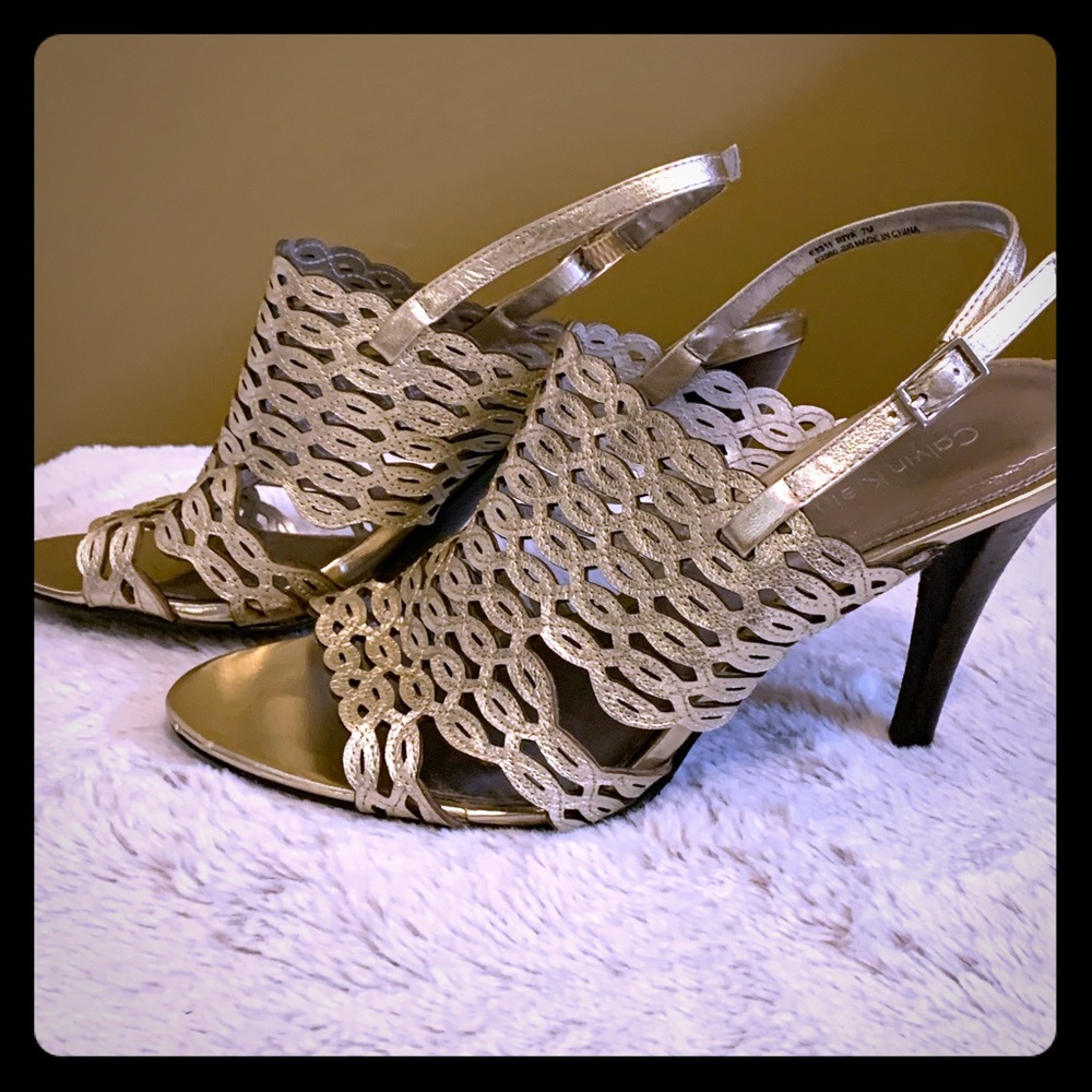 Size 7 Gold Calvin Klein heels